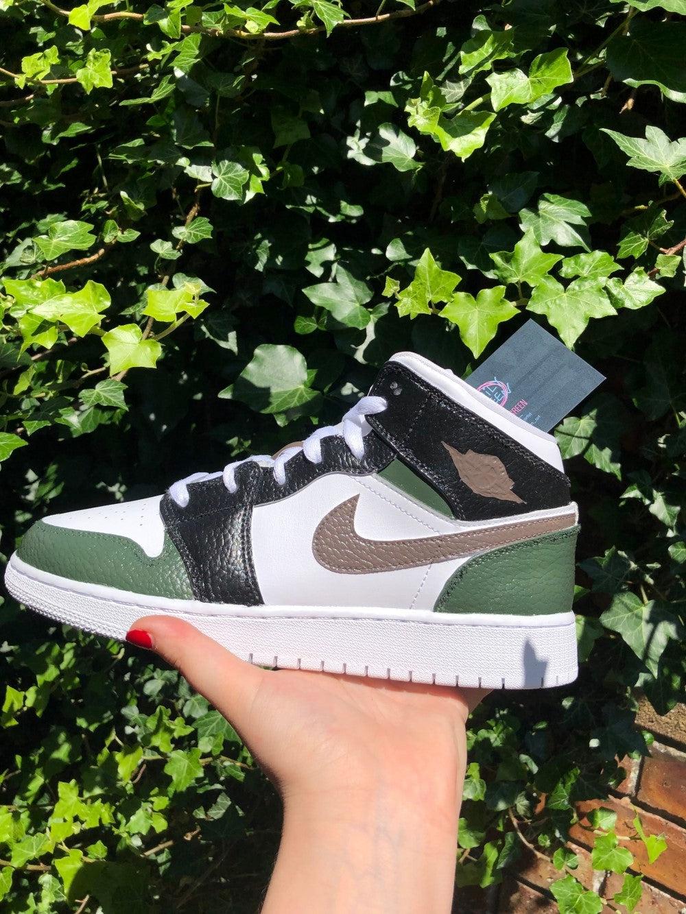 Dark Green Black Custom Air Jordan 1-shecustomize
