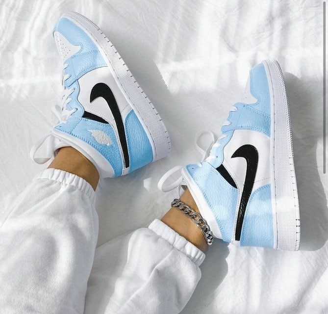 Custom Jordans Blue White Black