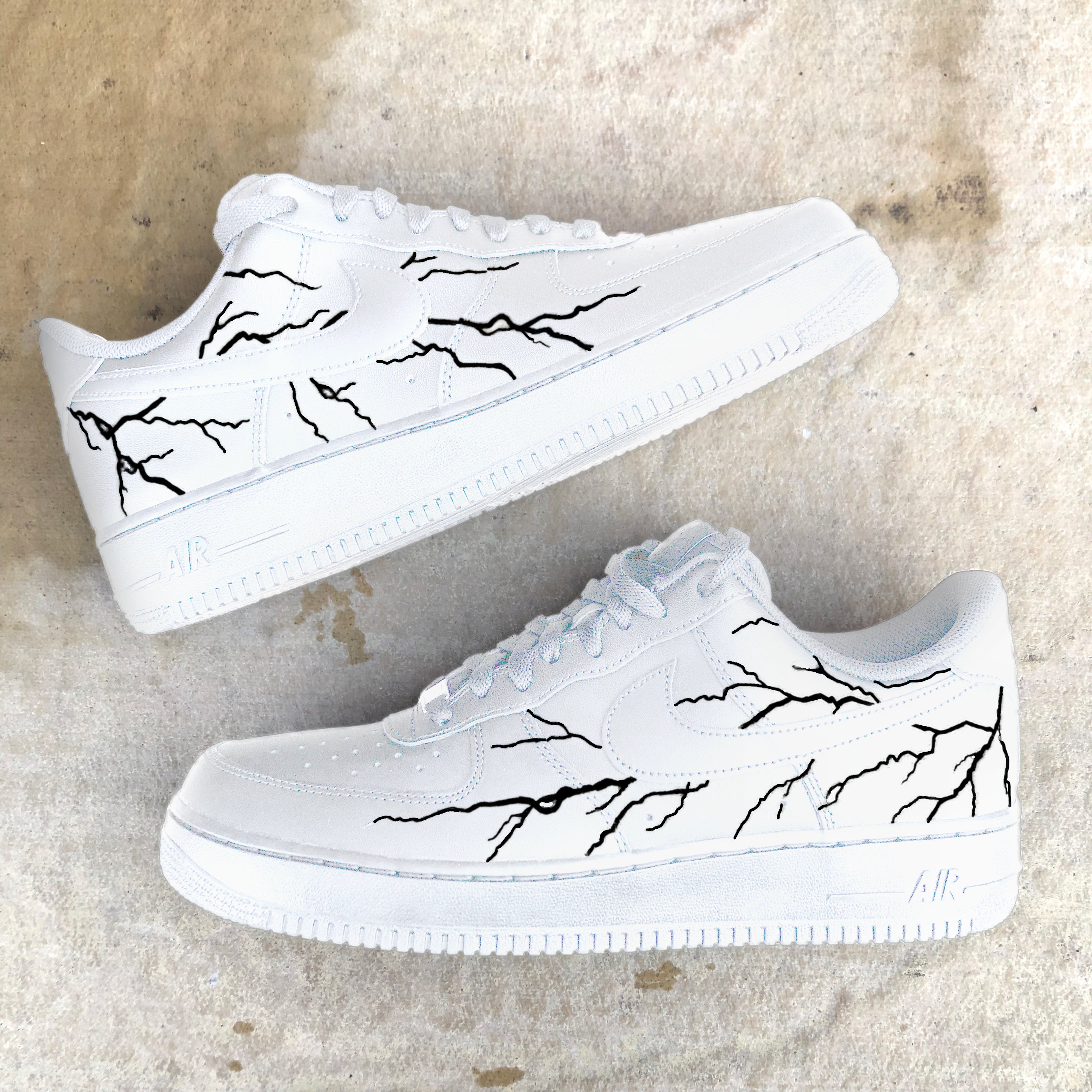 Edgy Black Crackle Custom Air Force 1-shecustomize