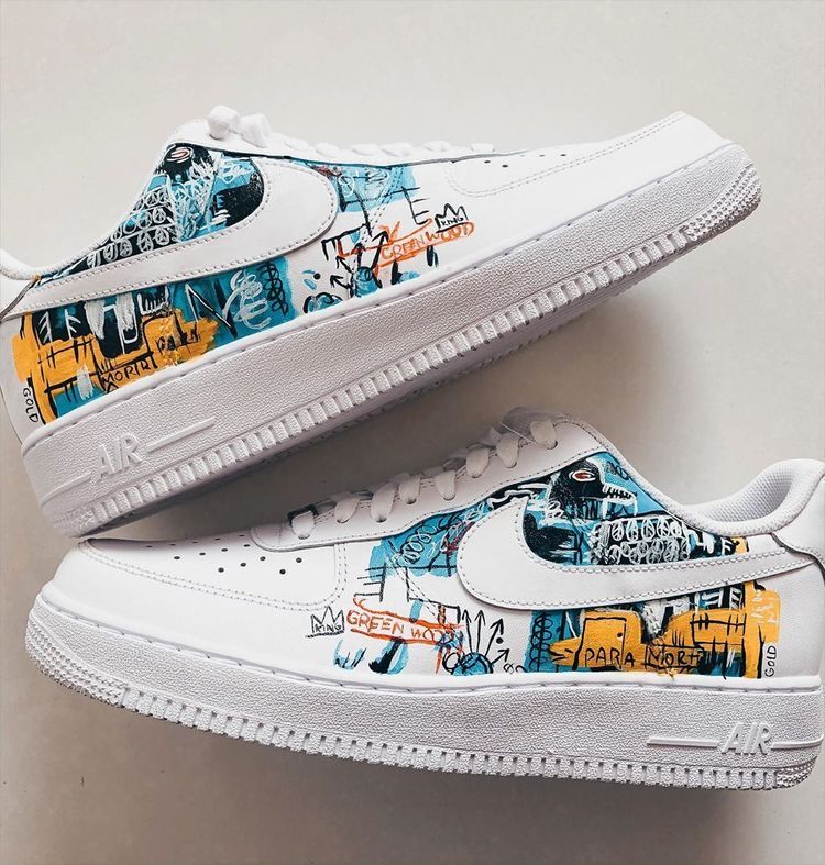 Edgy Blue Yellow Graffiti Print Custom Air Force 1-shecustomize