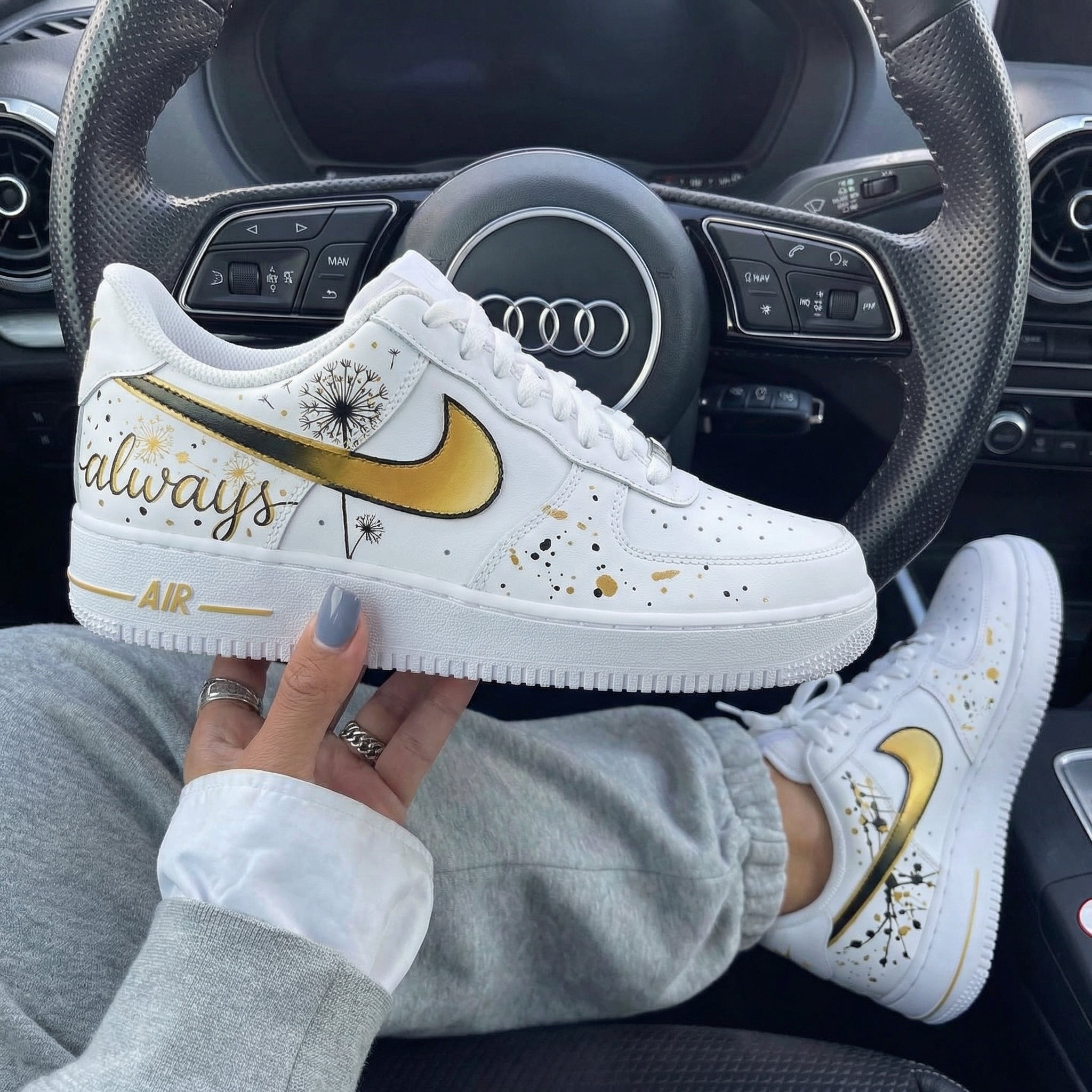 Gold Dandelion Custom Air Force 1-shecustomize