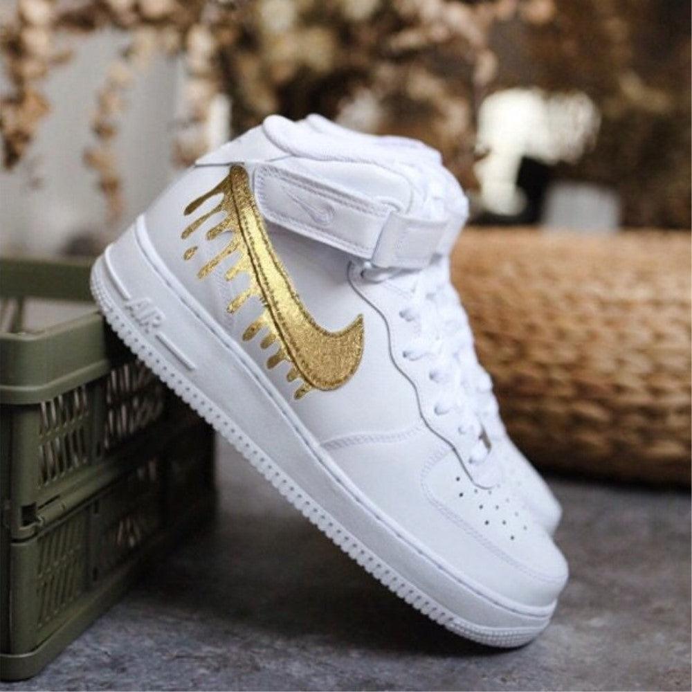 Gold Drip Custom Air Force 1 Mid-shecustomize
