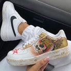 Gold Red Skull Eagle Pentagram Distressed Custom Air Force 1-shecustomize