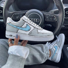 Gray Baby Blue Comic Style Custom Air Force 1-shecustomize