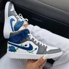 Gray Blue Blue Rose Green Vine Custom Air Jordan 1-shecustomize