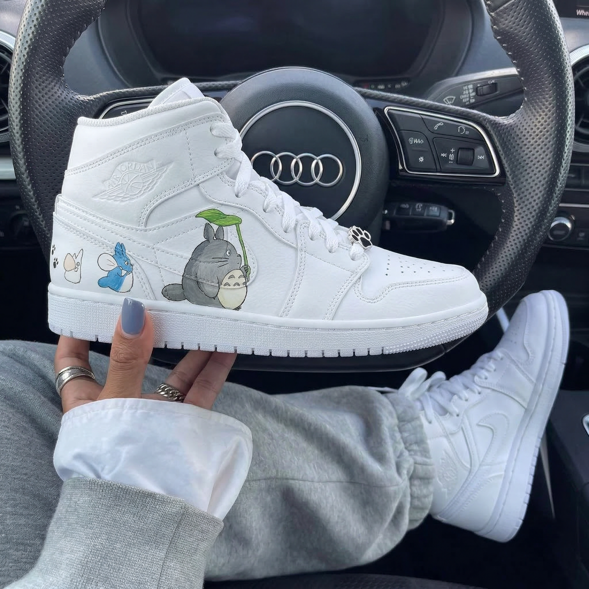 Gray Blue Totoro Cartoon Custom Air Jordan 1-shecustomize