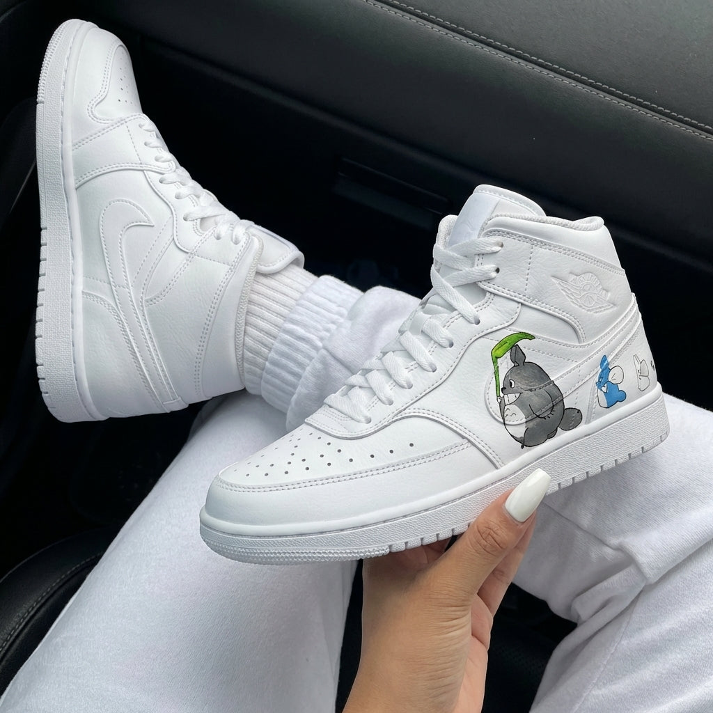 Gray Blue Totoro Cartoon Custom Air Jordan 1-shecustomize