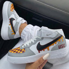 Gray Orange Checkerboard Melted Custom Air Force 1-shecustomize