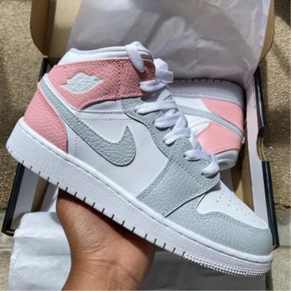 Gray Pink Custom Air Jordan 1-shecustomize