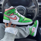 Green Baby Pink Cartoon Custom Air Jordan 1-shecustomize