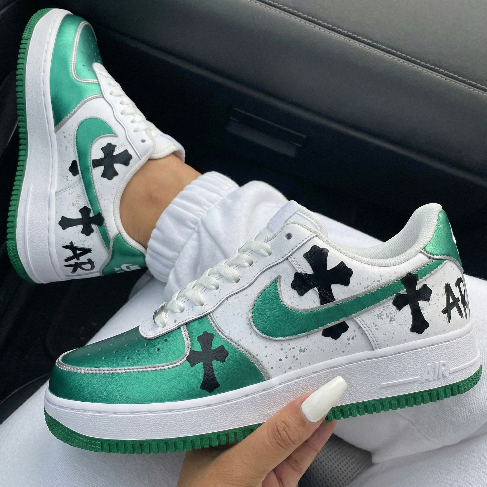 Green Black Crosses Custom Air Force 1-shecustomize