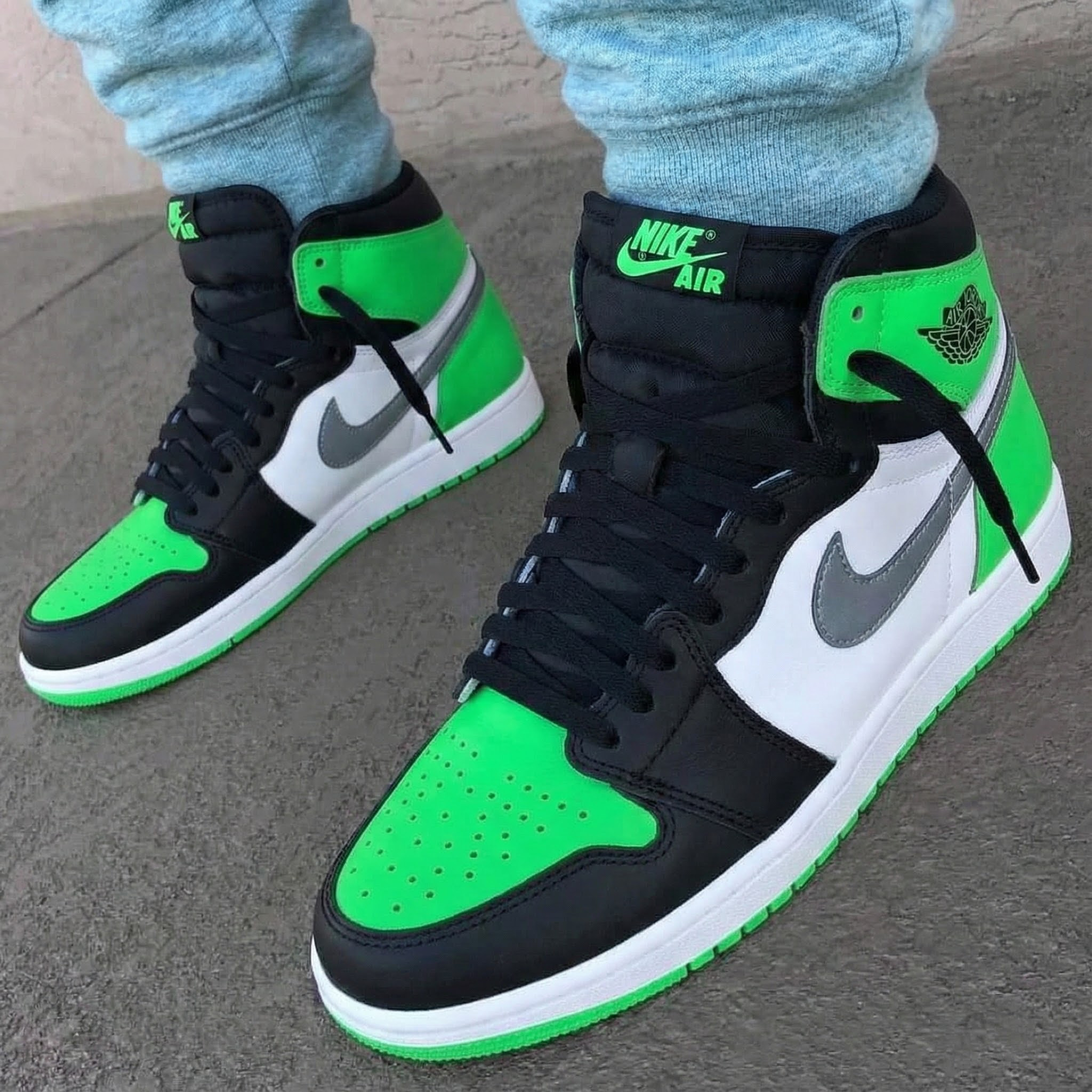 Green Black White Custom Air Jordan 1-shecustomize