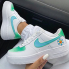 Green Blue Flower Custom Air Force 1-shecustomize