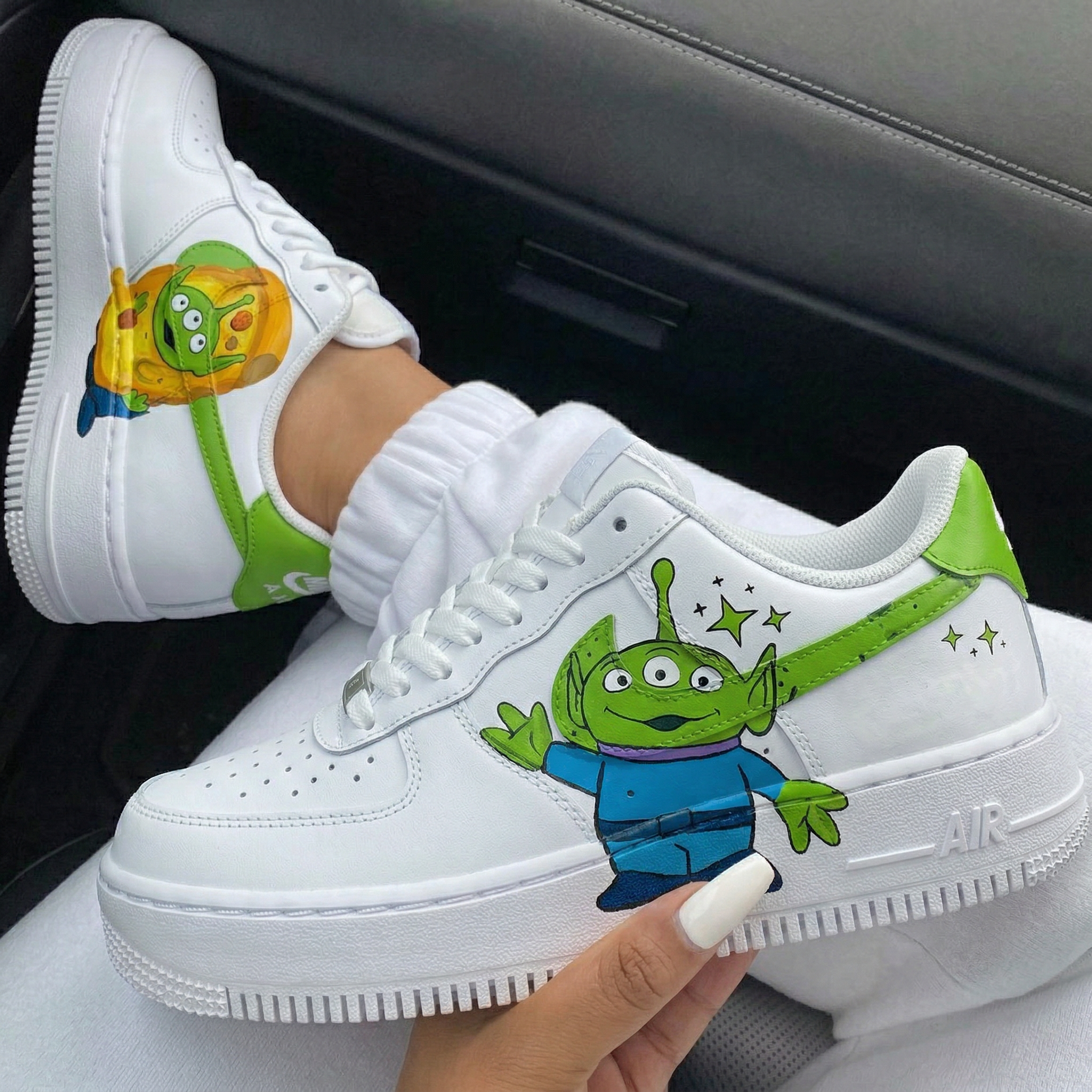 Green Blue Toy Story Aliens Custom Air Force 1-shecustomize