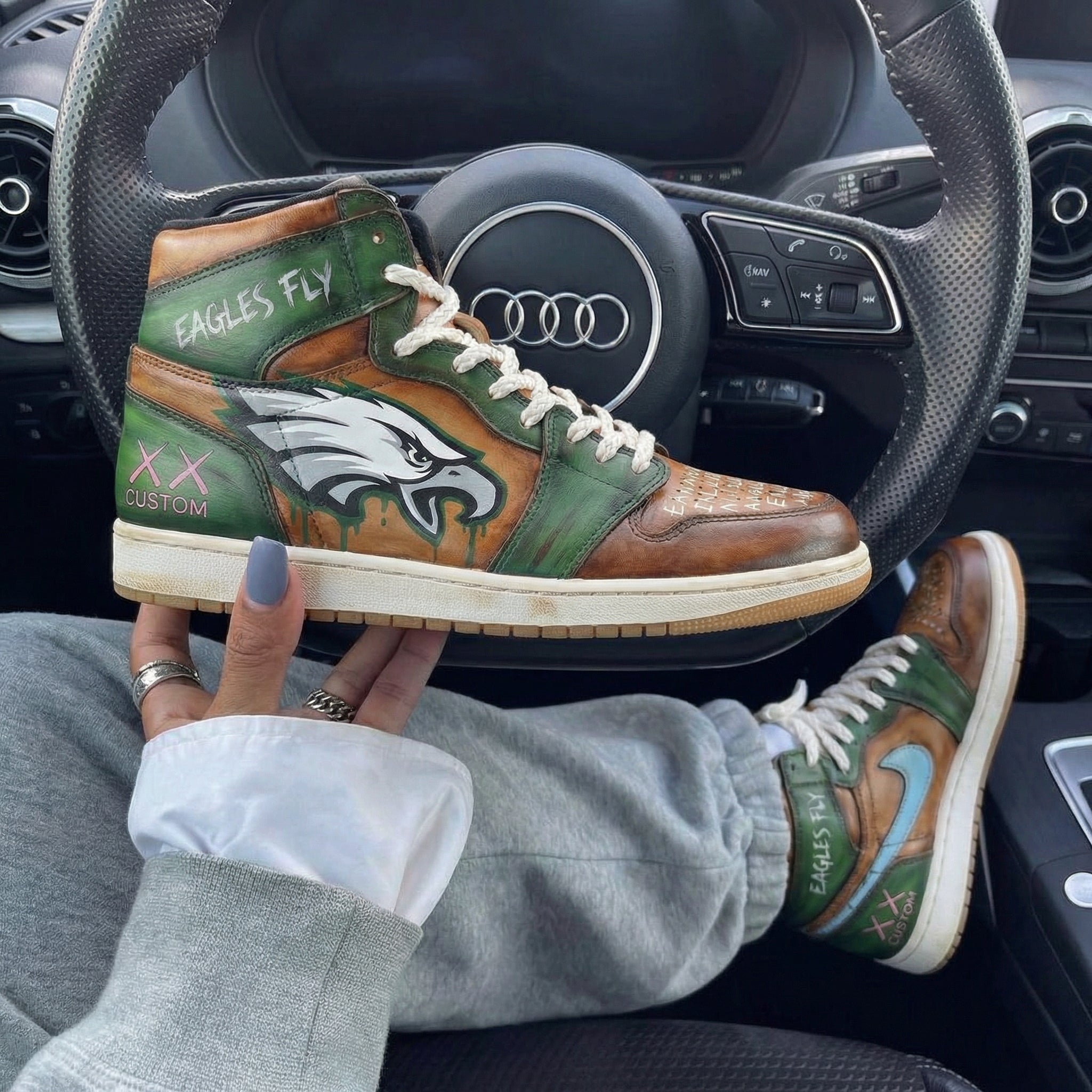 Green Brown Eagles Theme Custom Air Jordan 1-shecustomize