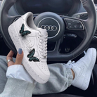 Green Butterflies Black Splatter Custom Air Force 1-shecustomize