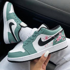 Green Cherry Blossoms Custom Air Jordan 1-shecustomize