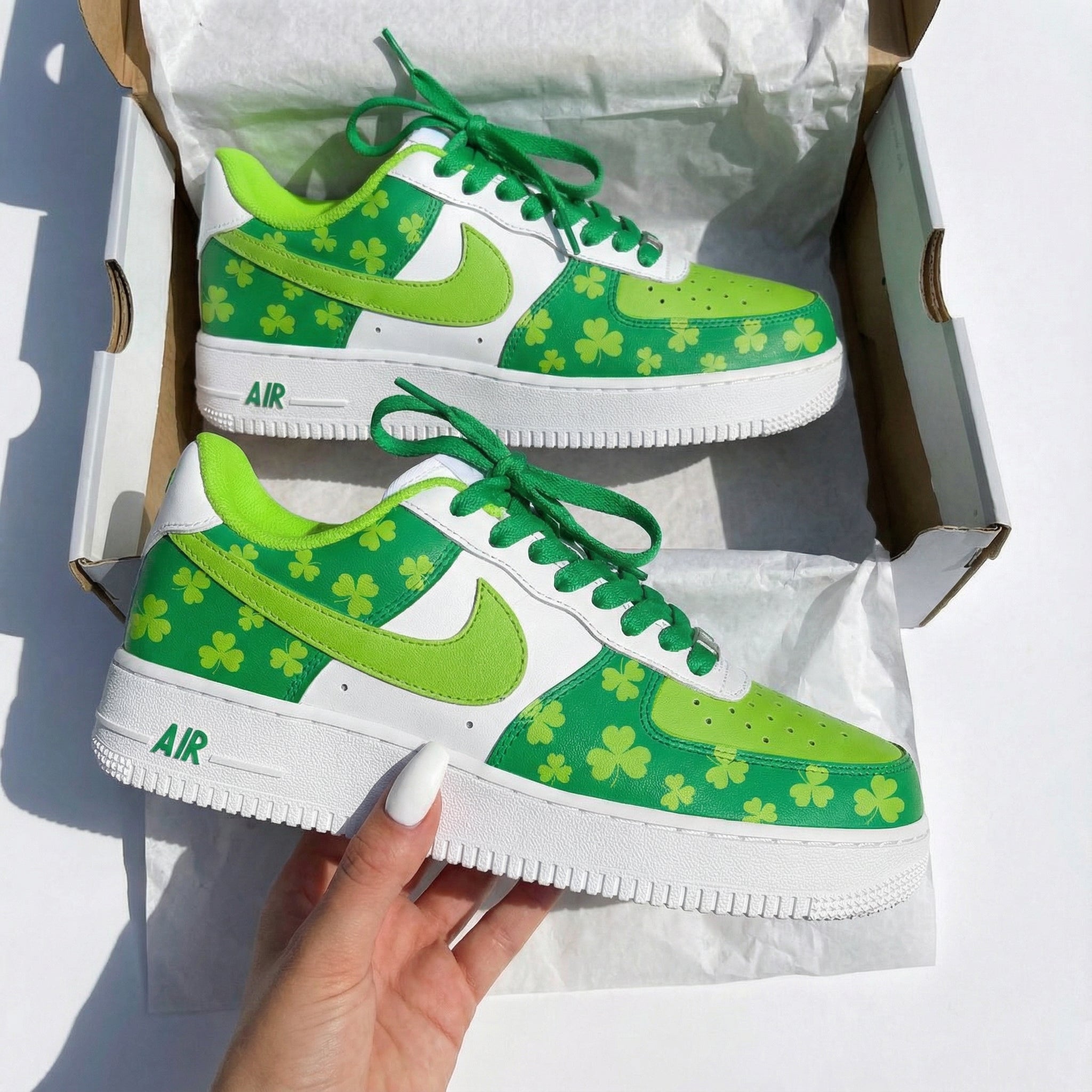 Green Lime Clover Custom Air Force 1-shecustomize