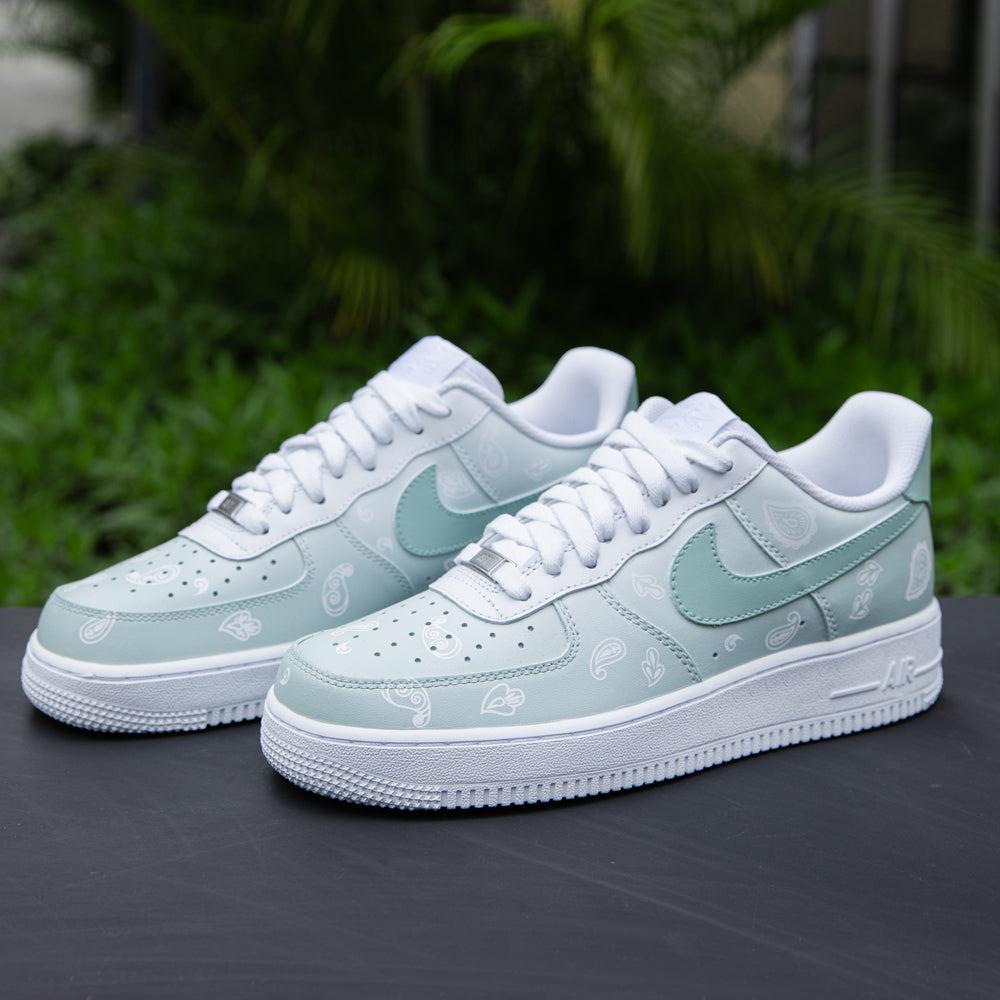Green Paisley Air Force 1s Custom Shoes Sneakers – SHECUSTOMIZE