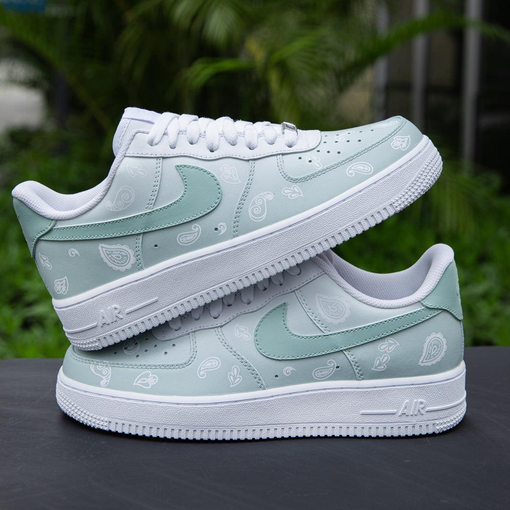 Green Paisley Air Force 1s Custom Shoes Sneakers-shecustomize