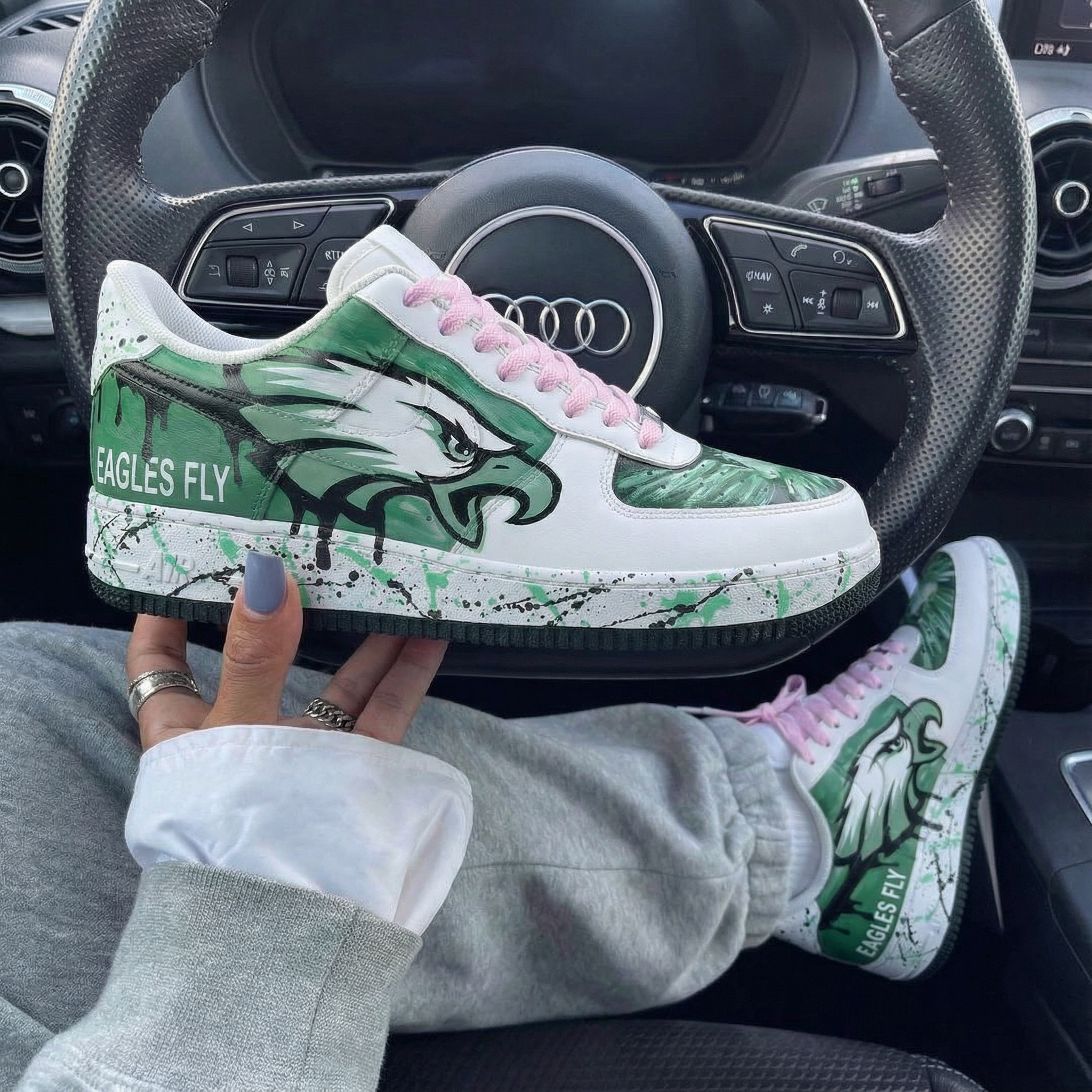 Green Pink Eagle - themed Custom Air Force 1-shecustomize
