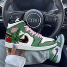 Green Pink Heart Weed Custom Air Jordan 1-shecustomize
