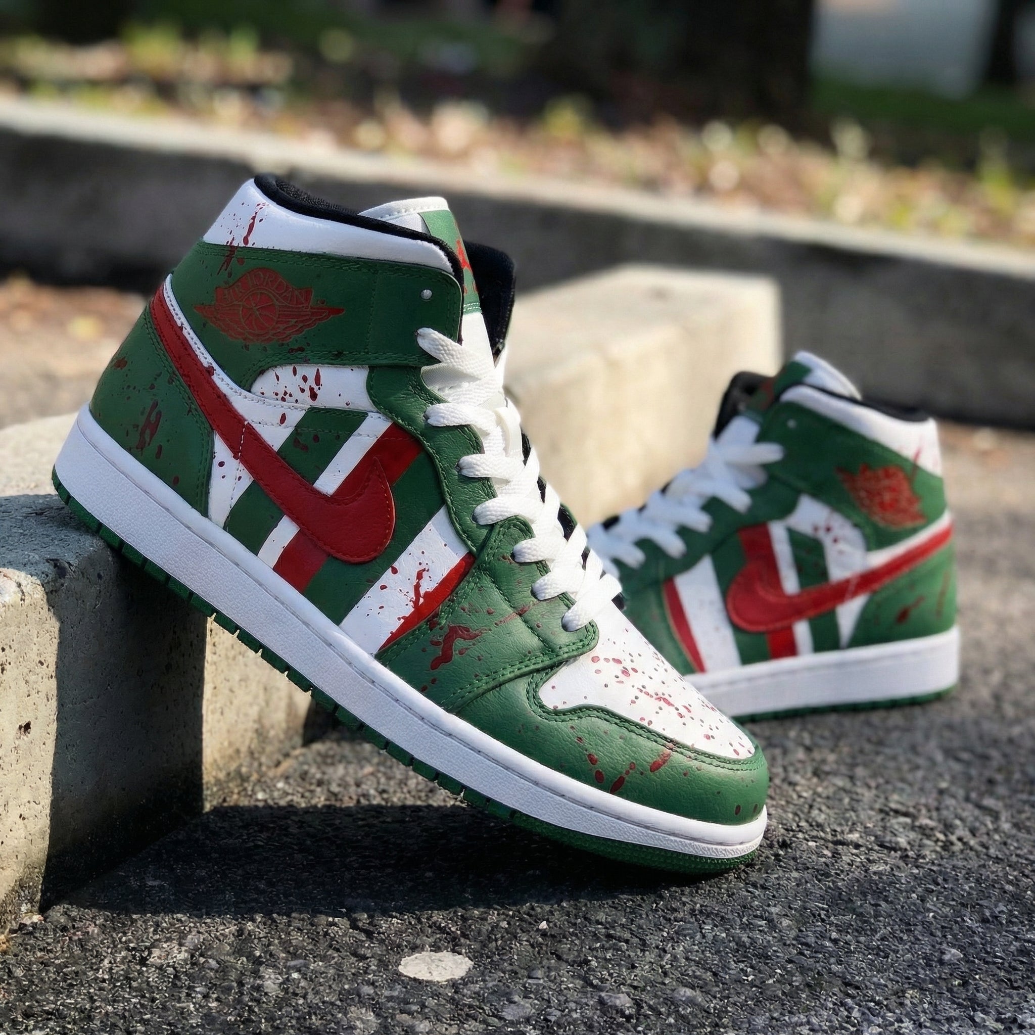 Green Red Blood - Splatter Custom Air Jordan 1-shecustomize