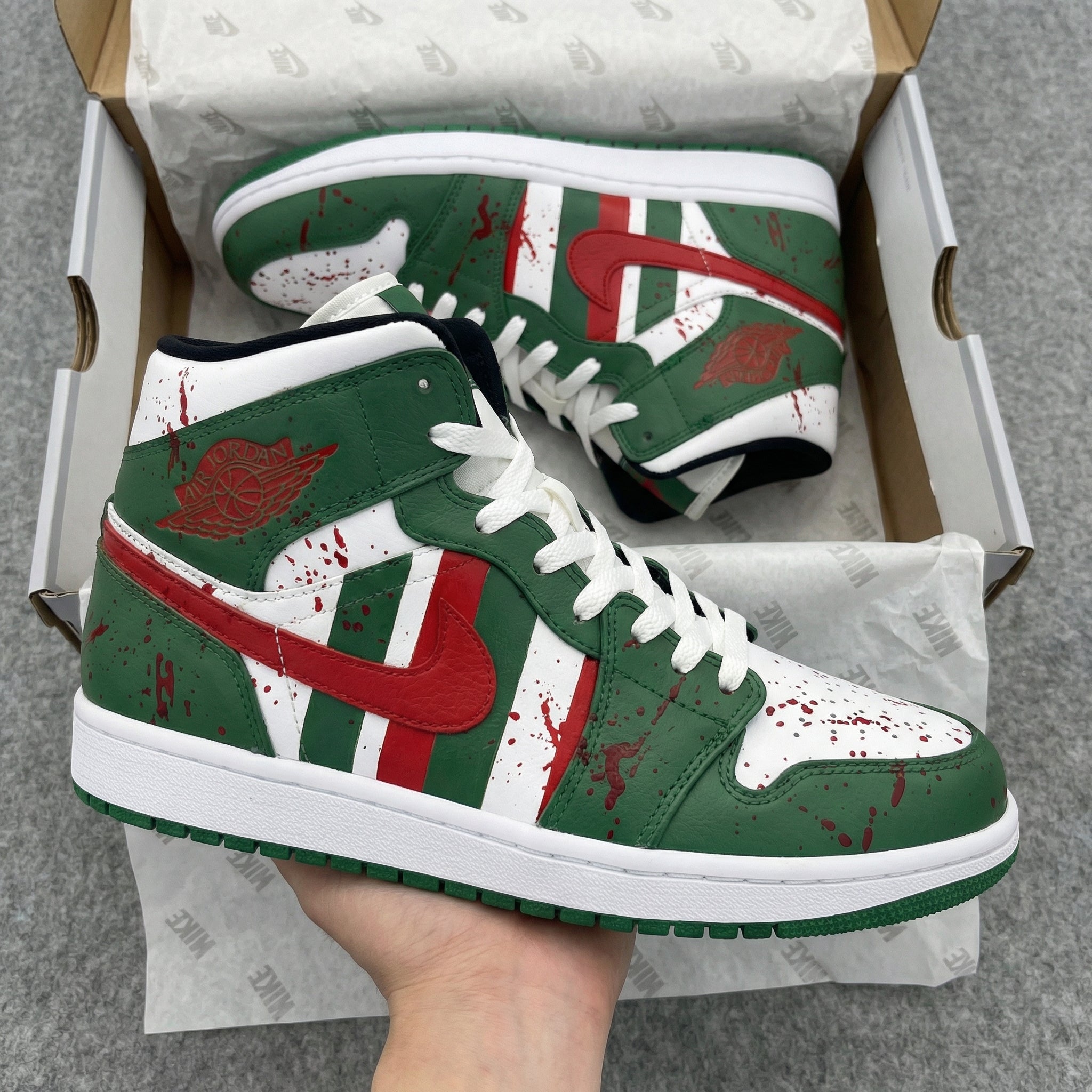 Green Red Blood - Splatter Custom Air Jordan 1-shecustomize