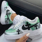 Green Silver With Black Crosses Custom Air Force 1-shecustomize