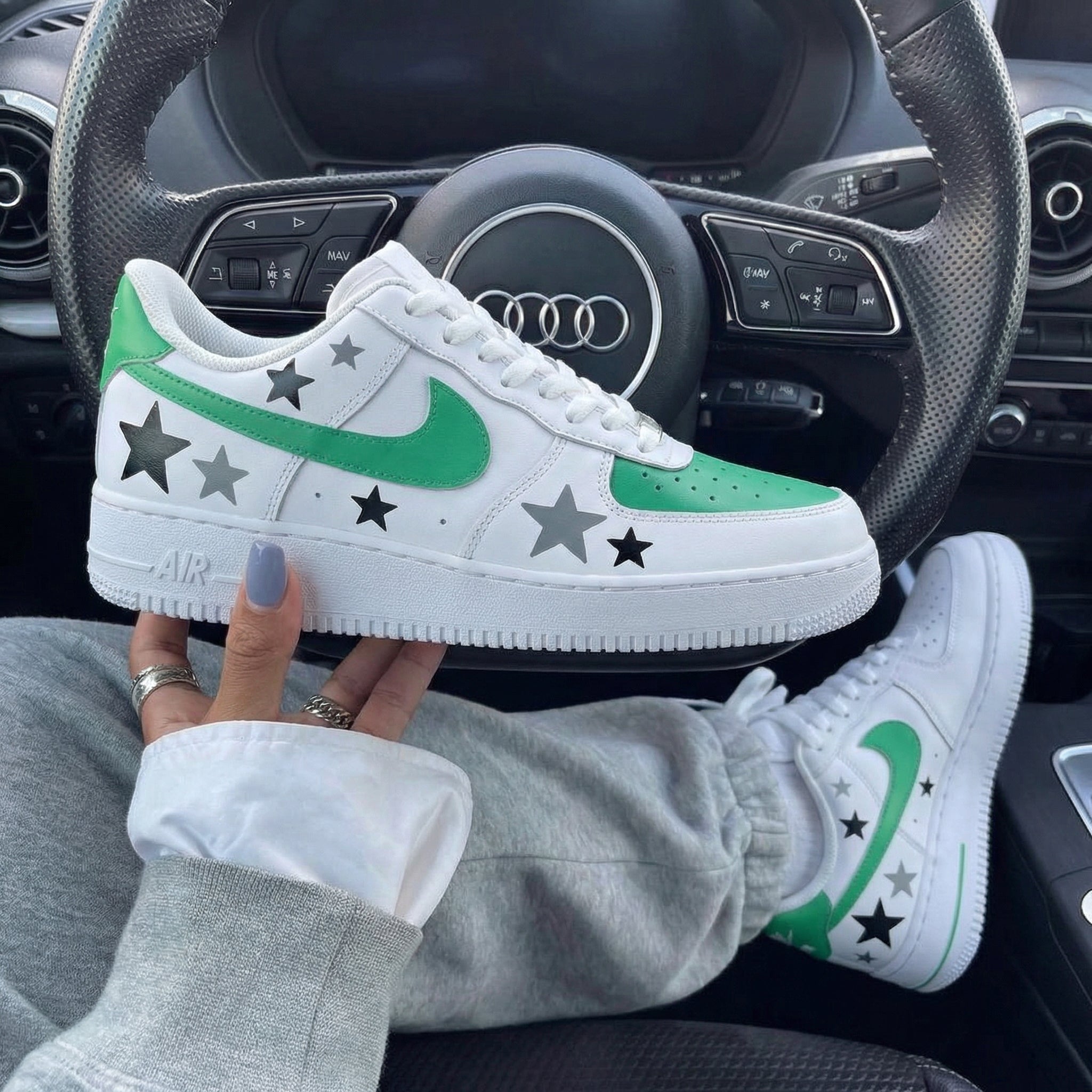 Green Stars Custom Air Force 1-shecustomize