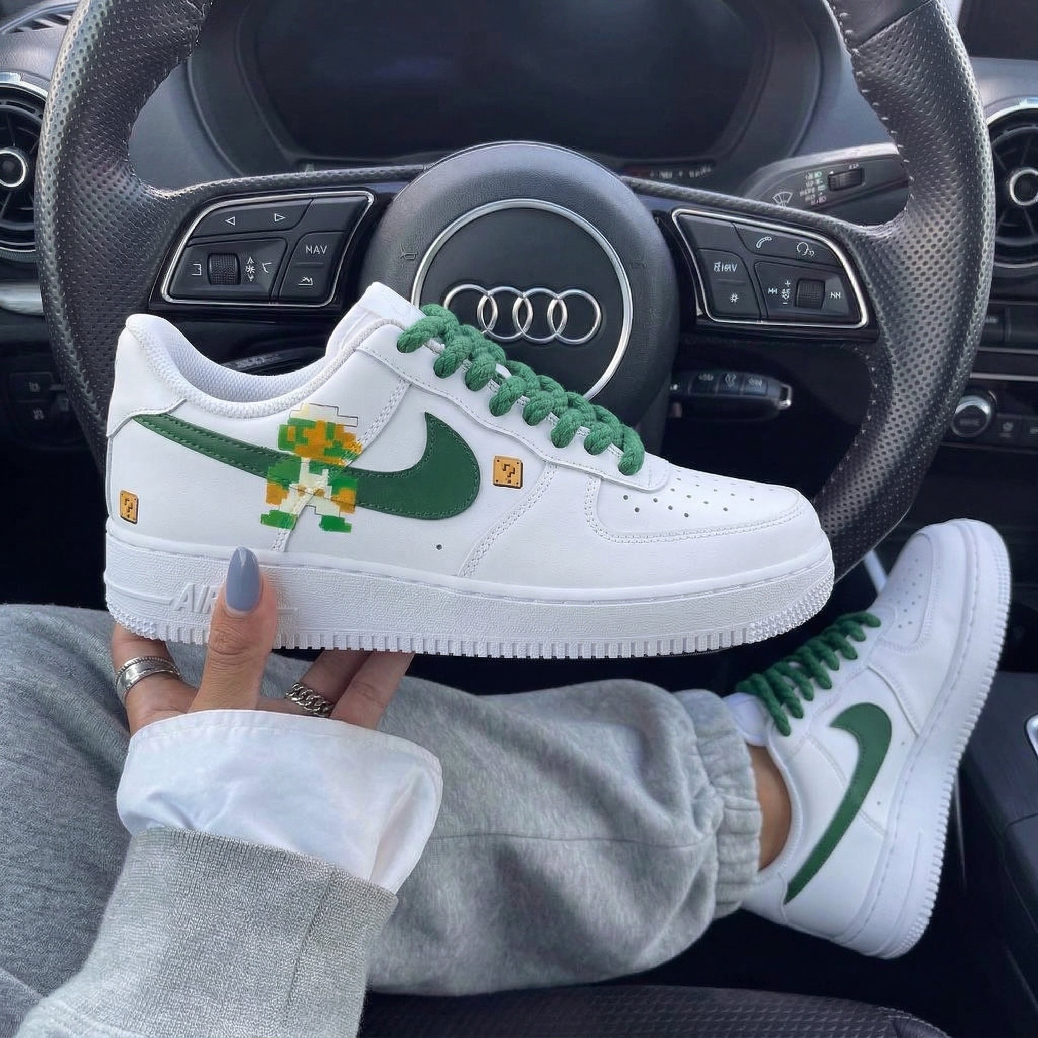 Green Yellow Super Mario Block Custom Air Force 1-shecustomize