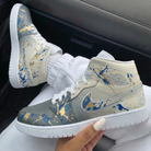 Grey Beige Blue Gold Splatter Custom Air Jordan 1-shecustomize