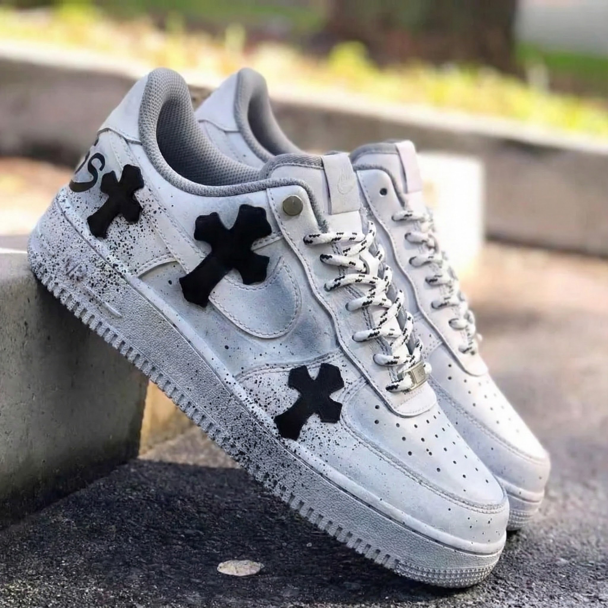 Grey Black Cross Custom Air Force 1-shecustomize