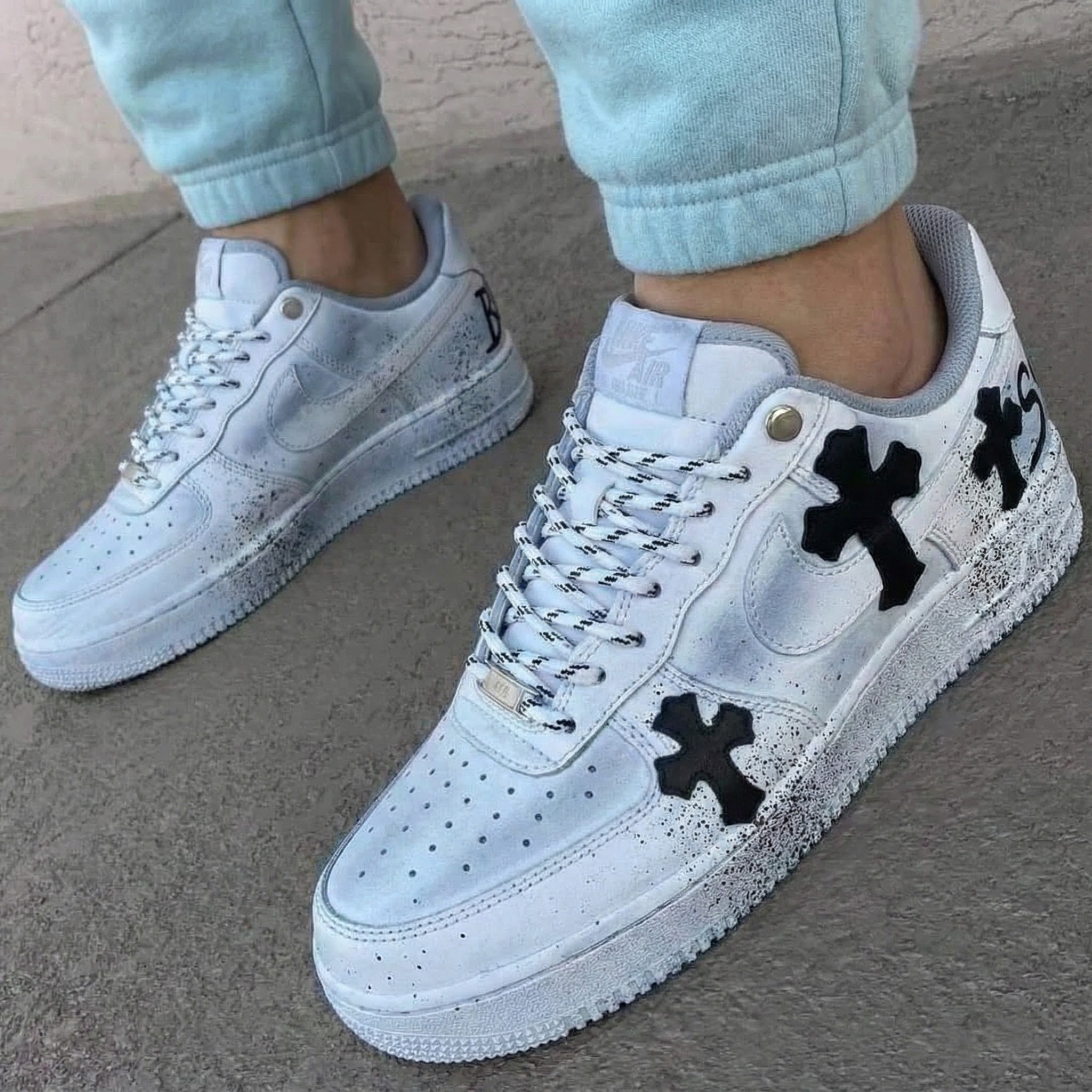 Grey Black Cross Custom Air Force 1-shecustomize