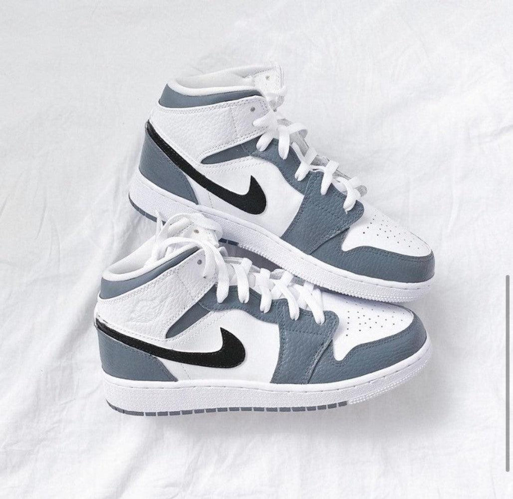 Grey Black Swoosh Custom Air Jordan 1-shecustomize