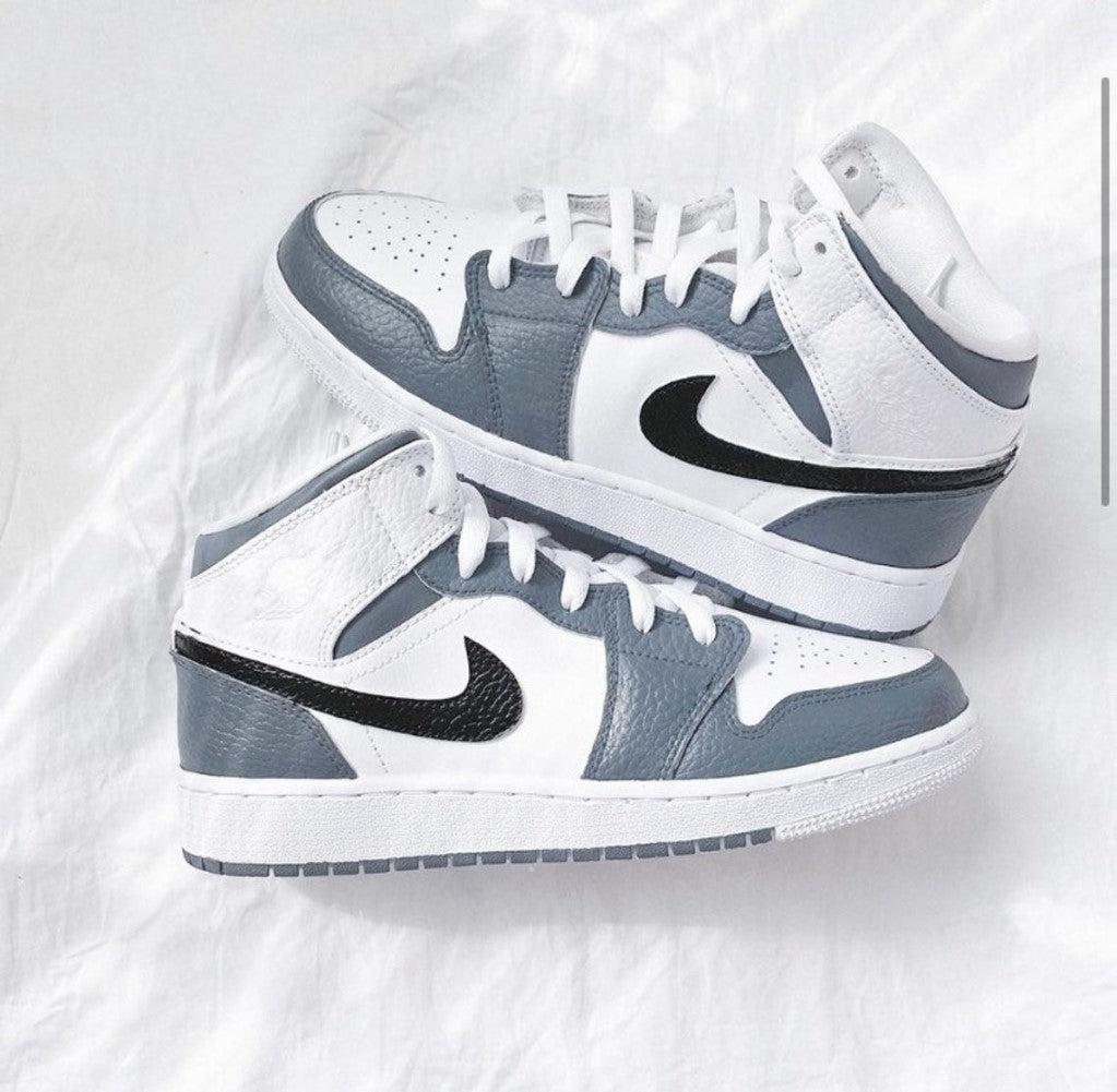 Grey Black Swoosh Custom Air Jordan 1-shecustomize