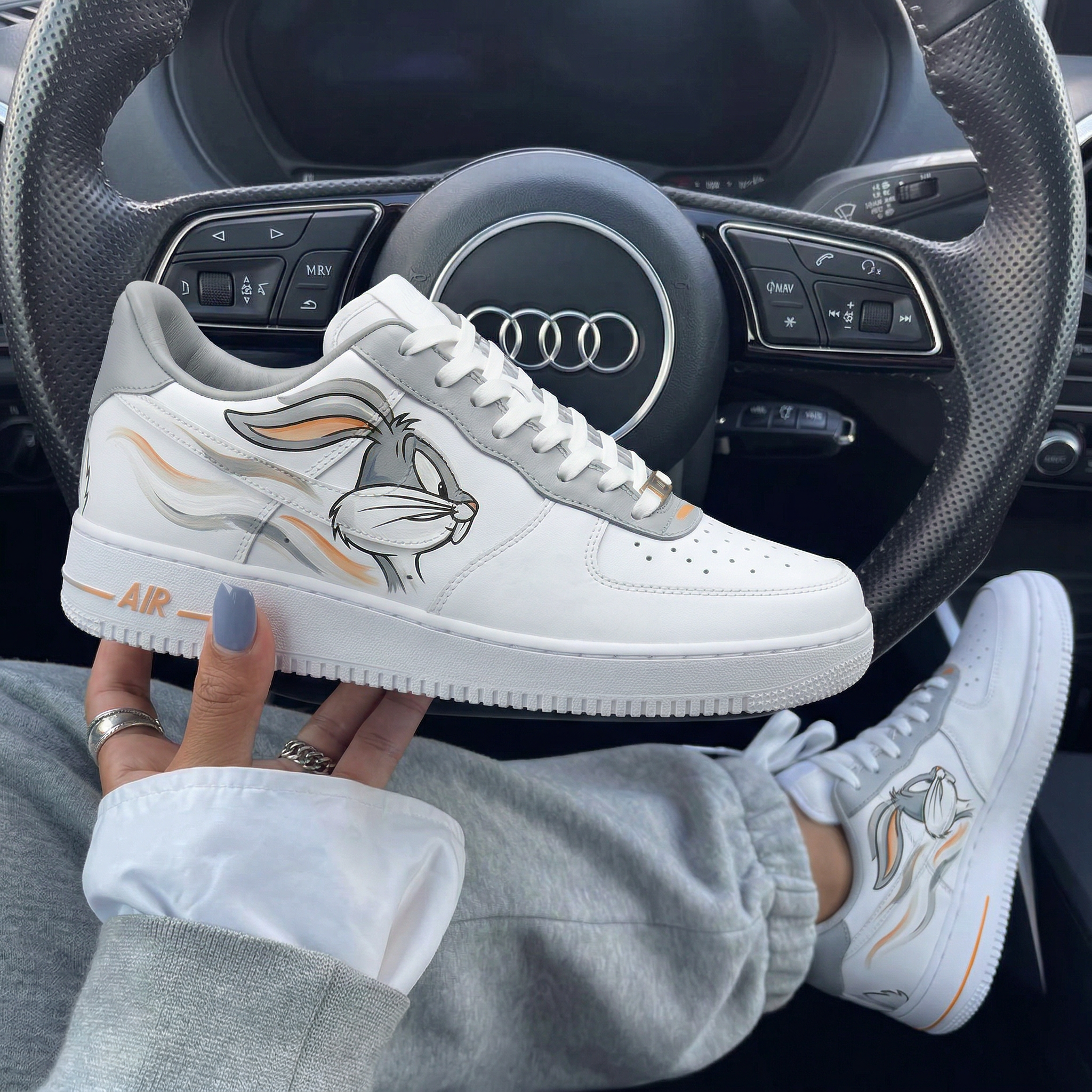 Grey Orange Bugs Bunny Custom Air Force 1-shecustomize