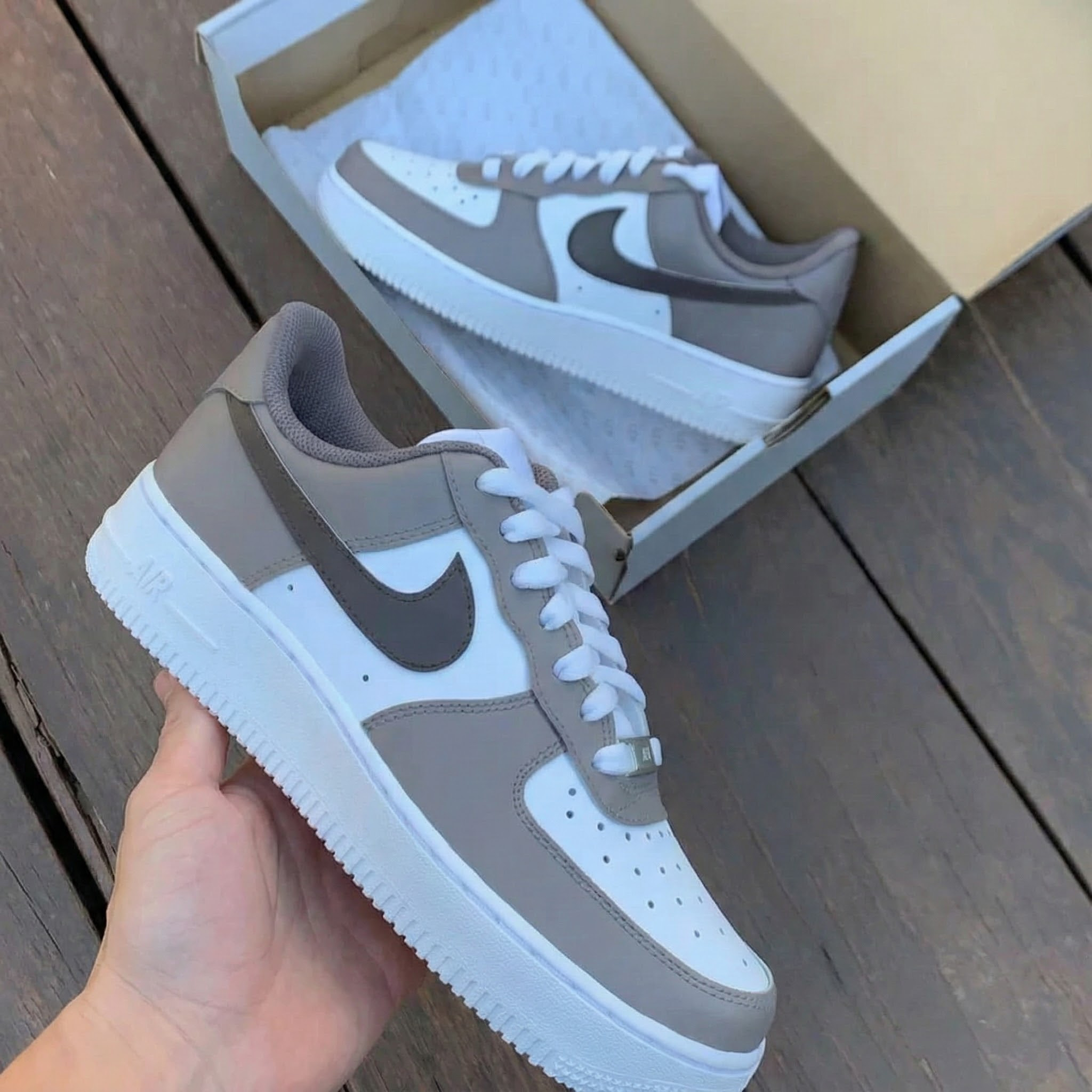 Grey White Custom Air Force 1-shecustomize
