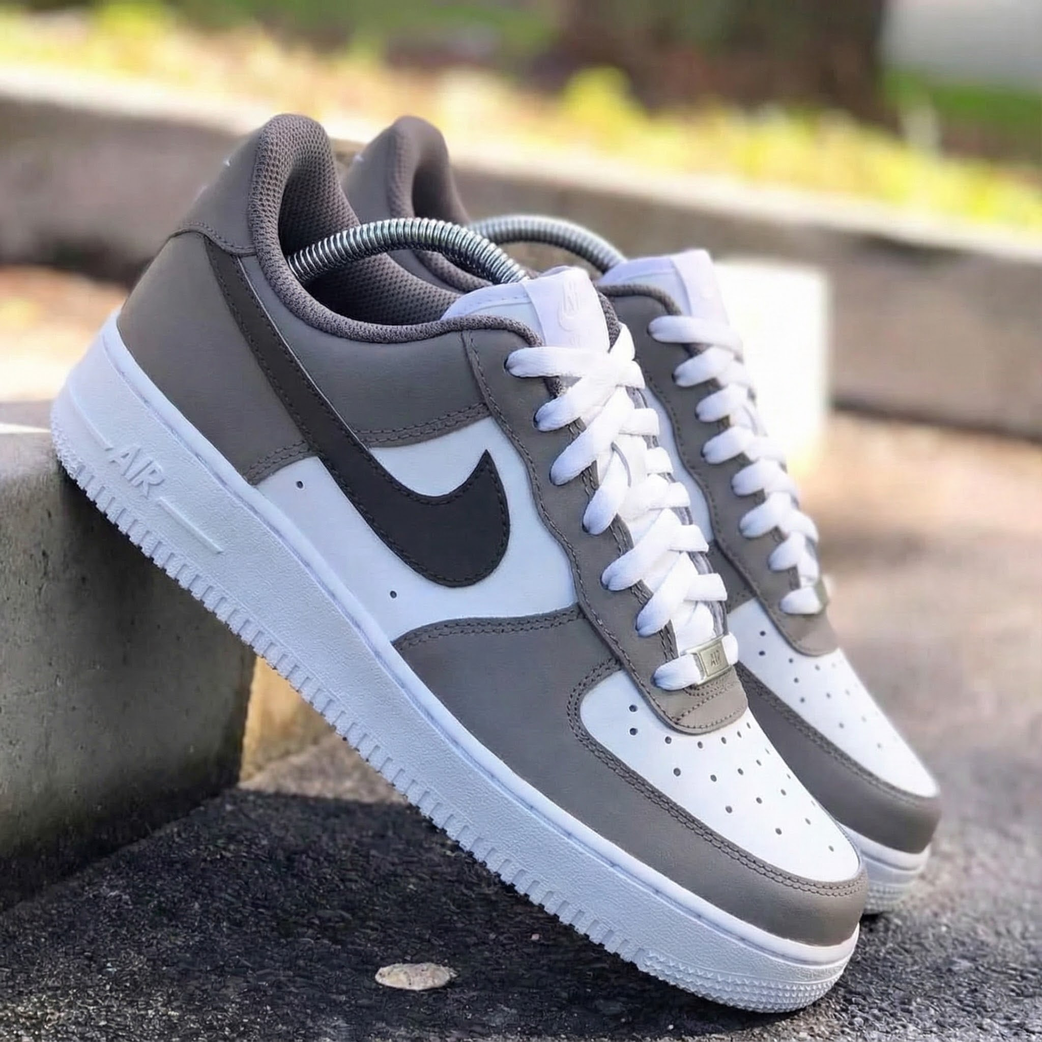 Grey White Custom Air Force 1-shecustomize