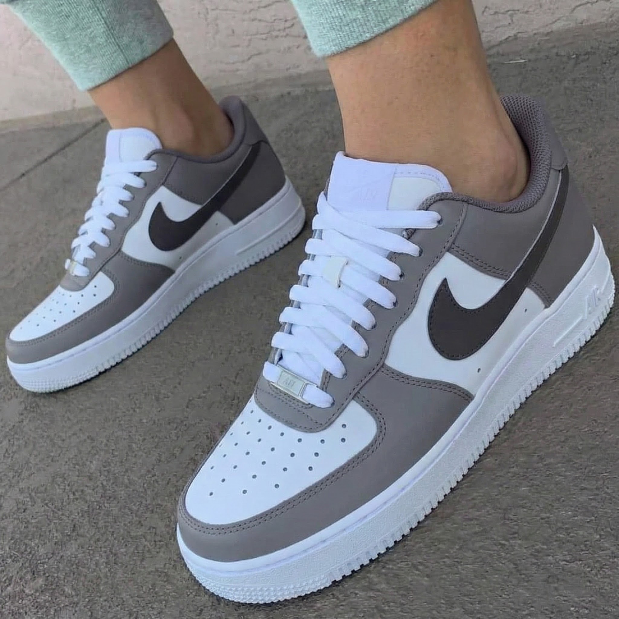 Grey White Custom Air Force 1-shecustomize