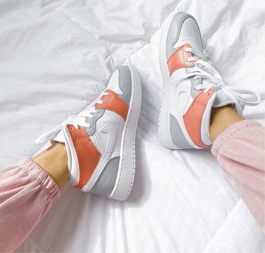 Grey White Swoosh Custom Air Jordan 1 Mids-shecustomize