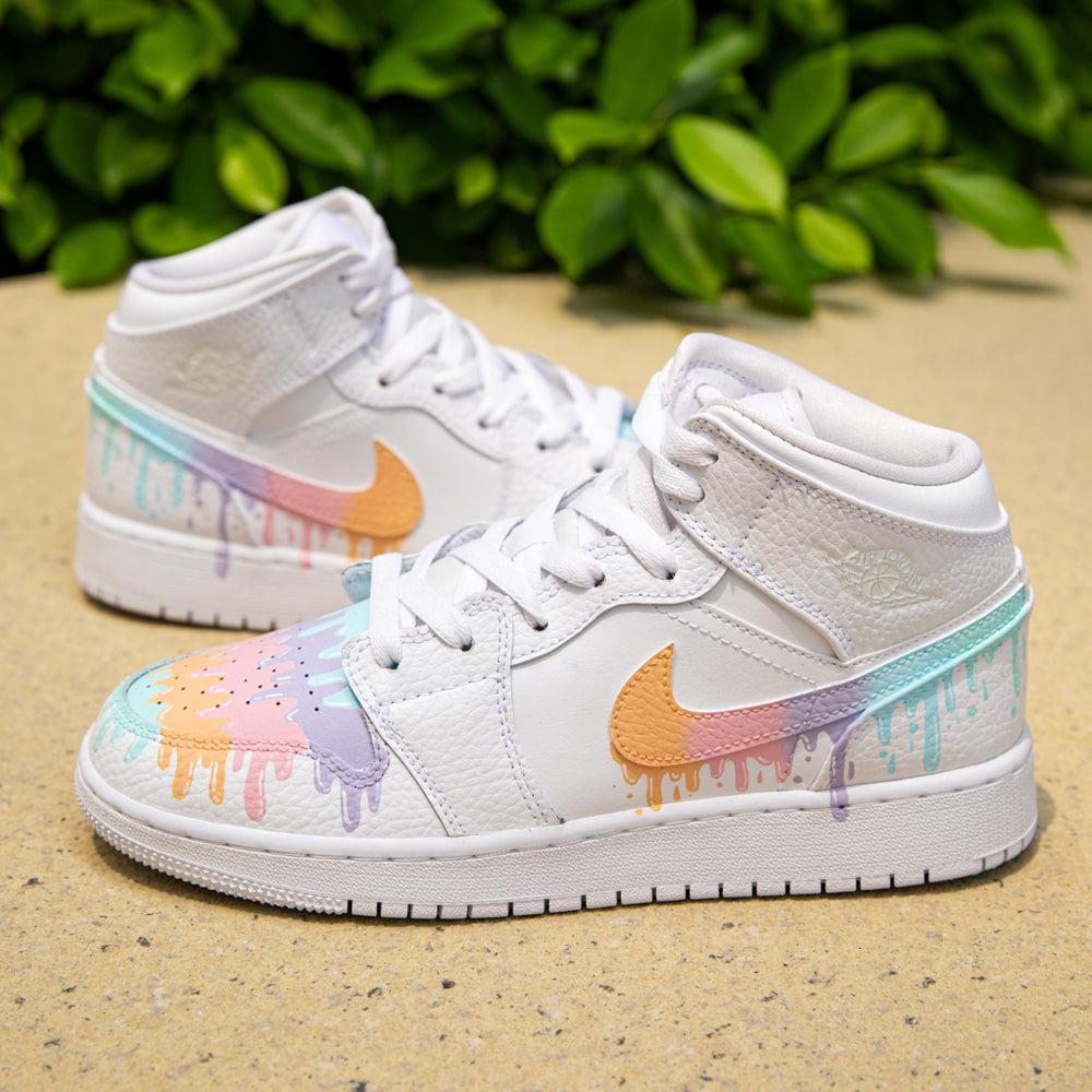 Custom Pink Blue Drip Air Force Ones – shecustomize