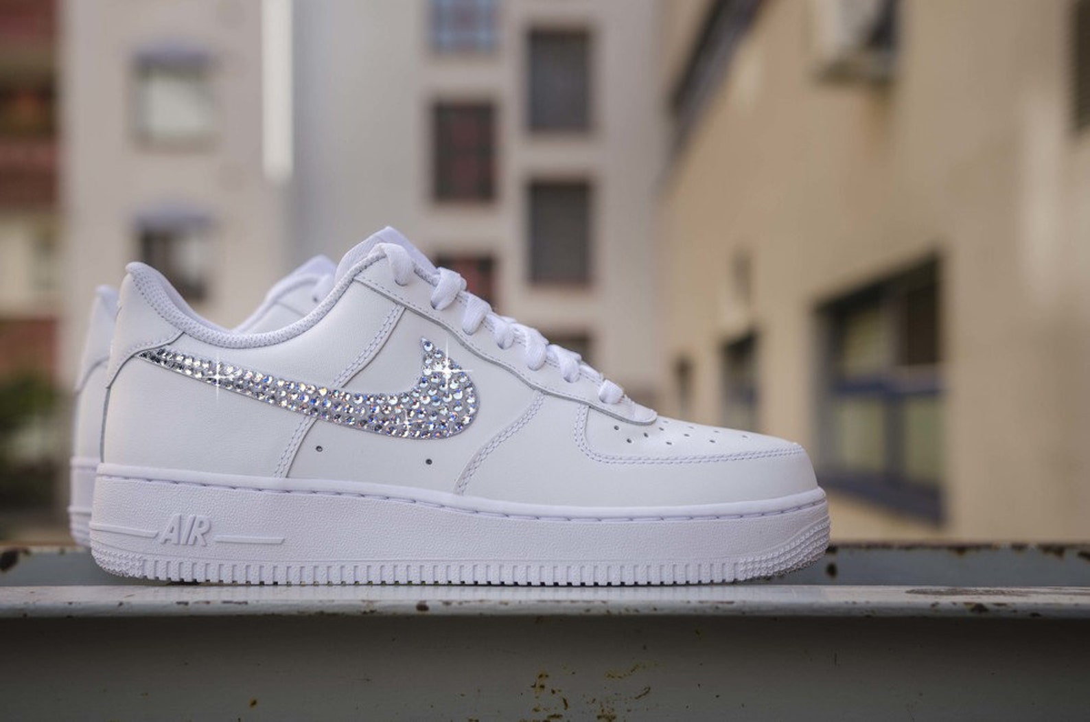 Pearl Diamond Wedding Shoes Custom Air Force 1-shecustomize