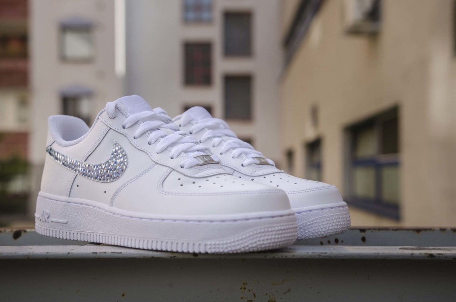 Pearl Diamond Wedding Shoes Custom Air Force 1-shecustomize