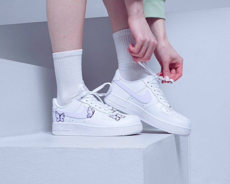 Purple Butterfly Shoes Custom Air Force 1-shecustomize