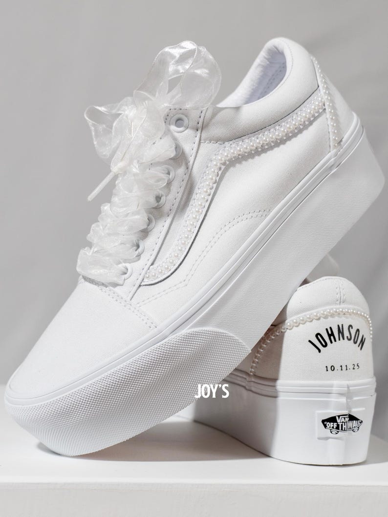 Wedding White Custom Nike Vans-shecustomize