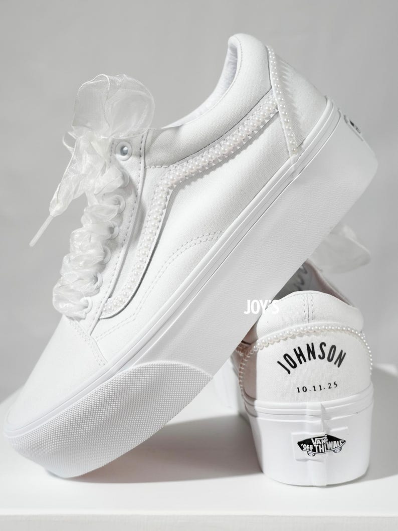 Wedding White Custom Nike Vans-shecustomize