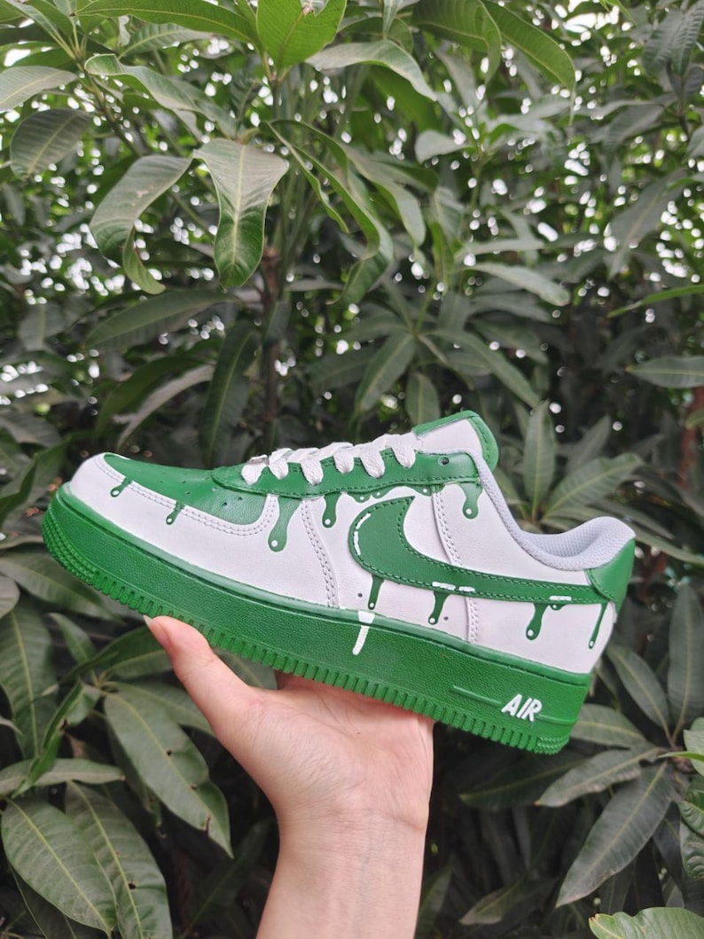 Green Drip Custom Air Force 1 Sneakers-shecustomize