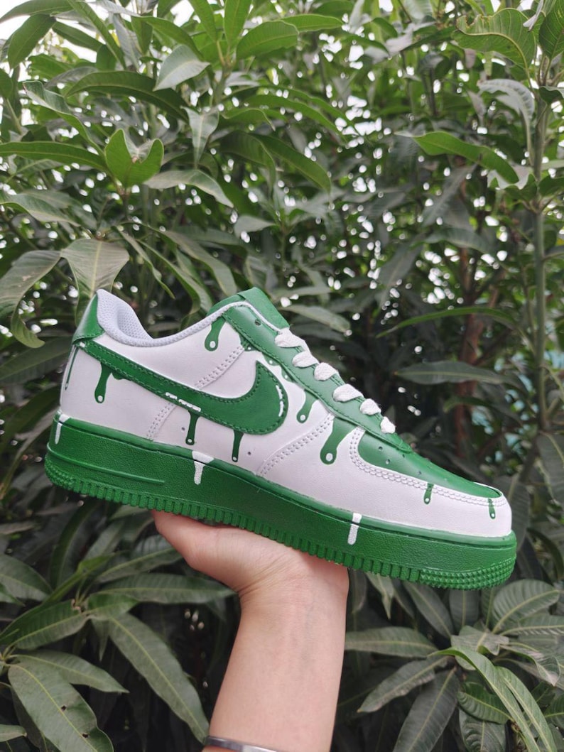 Green Drip Custom Air Force 1 Sneakers-shecustomize