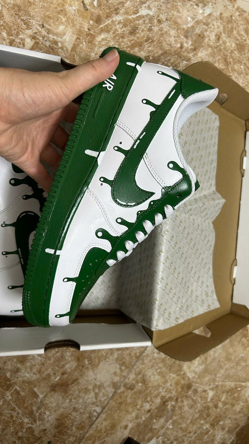 Green Drip Custom Air Force 1 Sneakers-shecustomize
